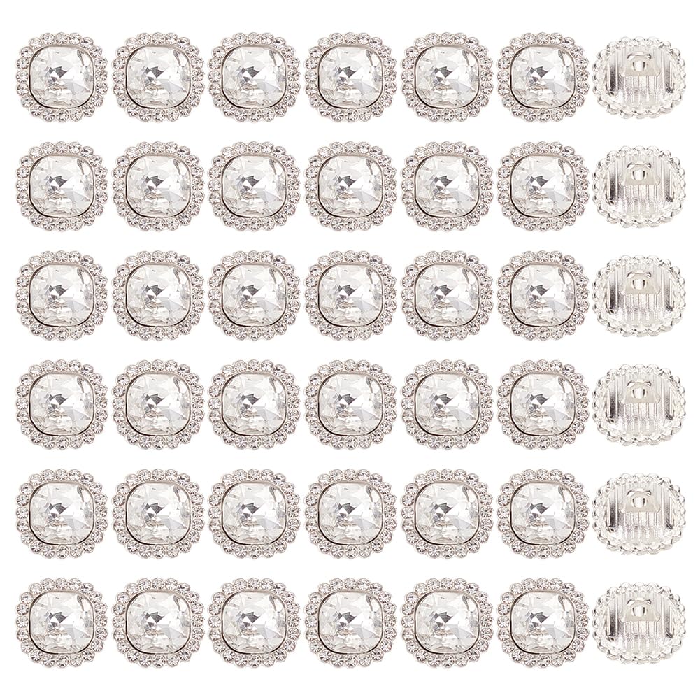Boutons en strass carrés pour décoration de mariage et loisirs créatifs