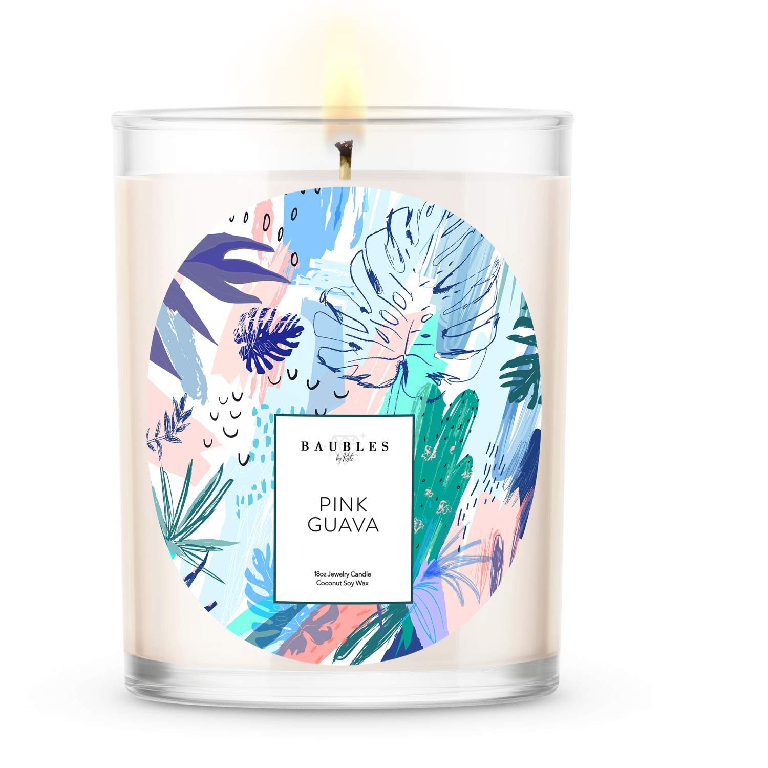 Baubles Pink Guava Scented Premium Candle and Jewelry with Surprise Ring Inside | 18 oz Large Candle | Made in USA | Parrafin Free | Size 08