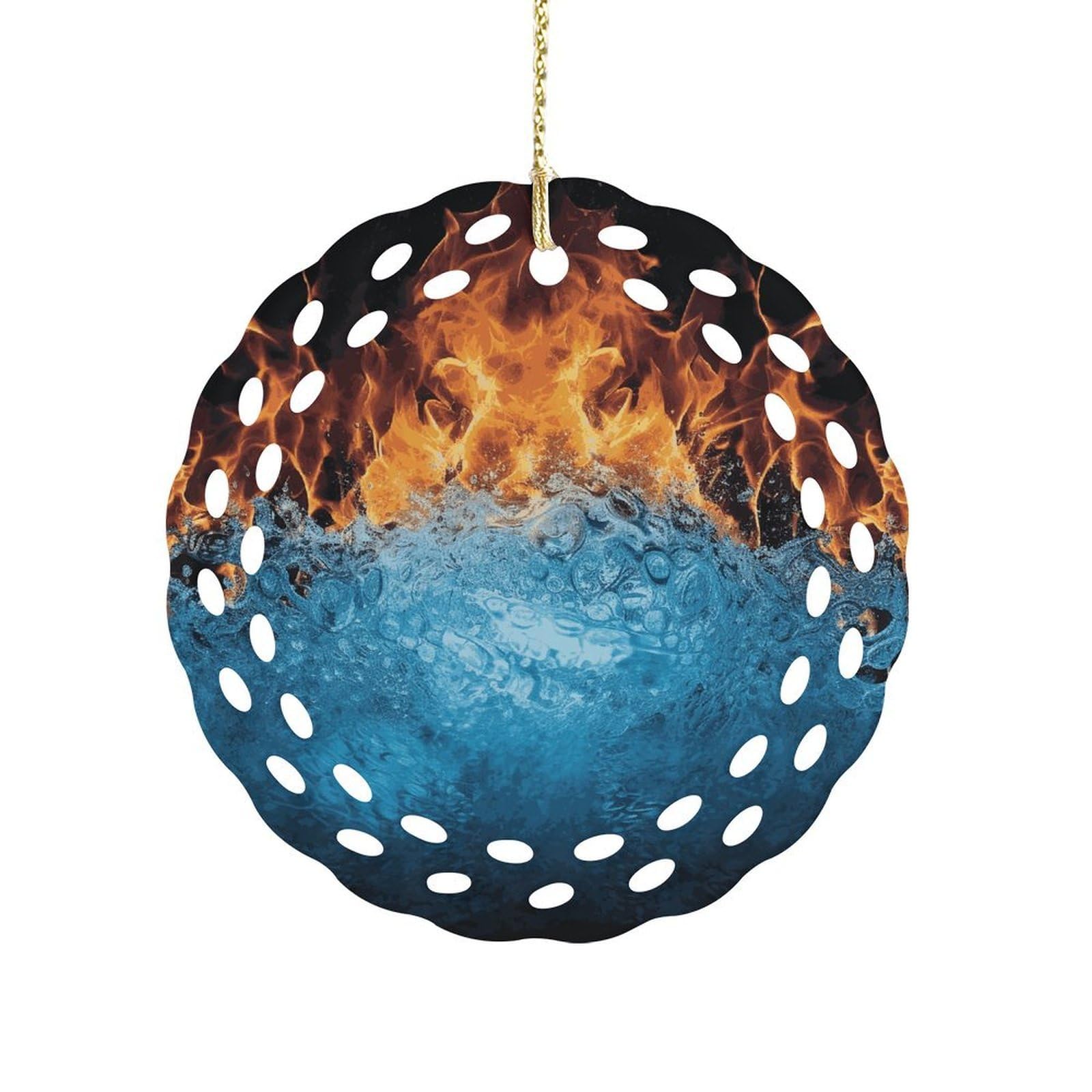 Btcowzrv Style Ice Fire Ceramic Ornament,Round Ornaments With Hole Easy To Hang,Hanging Ornament For Wedding Party Home Window Garden Christmas Day Decor