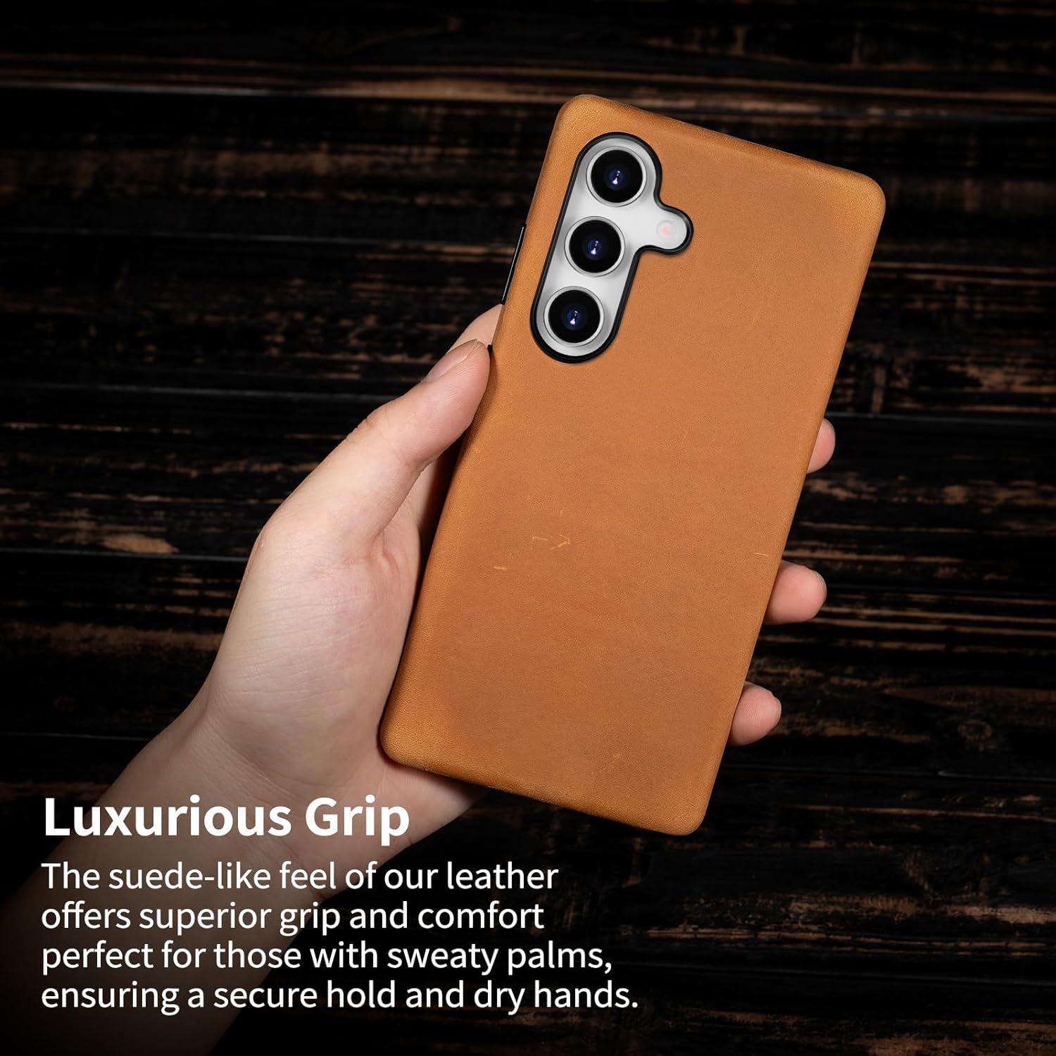 Belemay Leather Case for Samsung Galaxy S25 Compatible with Magsafe, Premium Crazy Horse Leather [Vintage Aesthetic] Unique Patina, Comfort & Soft Grip, Metal Buttons, Tan