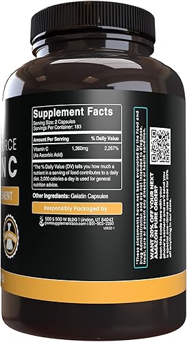 Miniatura 4 de Pure Vitamin C (365 cápsulas), sin estearatos ni rellenos de arroz, sin gluten, vitamina C sin aditivos
