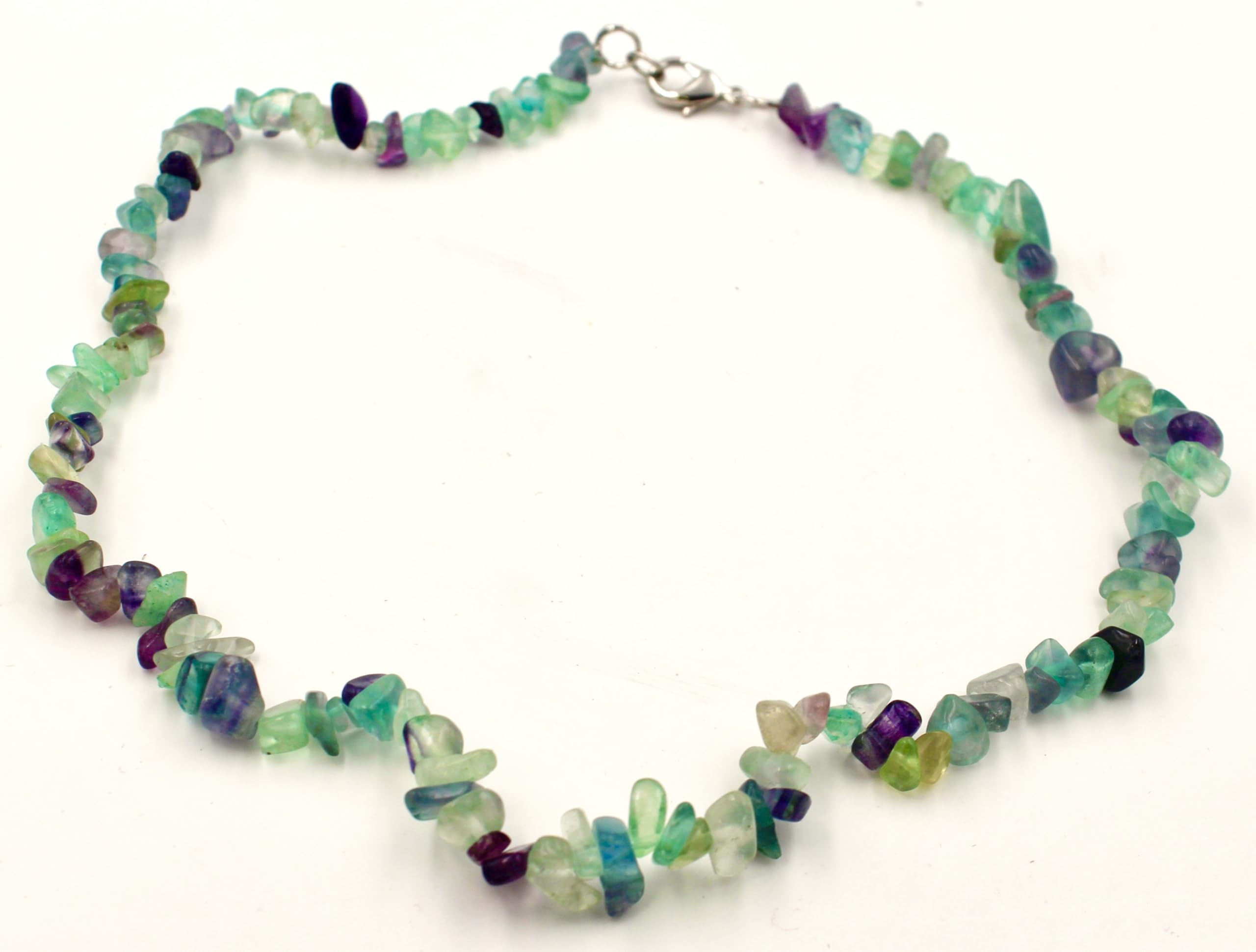 Taddart Minerals Collier Fluorite Naturelle Colorée 45cm - Pierre Précieuse Authentique Avec Fermoir Mousqueton