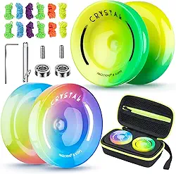 MAGICYOYO Crystal Yoyo K2 Responsivo Para Crianças Iniciantes, Pacote Com 2 Yoyos Profissionais, De Dupla Finalidade Rolamento Extra Não Adultos + 12 Cordas Yoy