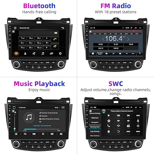 Miniatura 4 de UNITOPSCI Android 10.0 Estéreo de coche para Honda Accord 7th 2003 2004 2005 2006 2007 Bluetooth Radio GPS Navegación principal unidad WiFi 10.1
