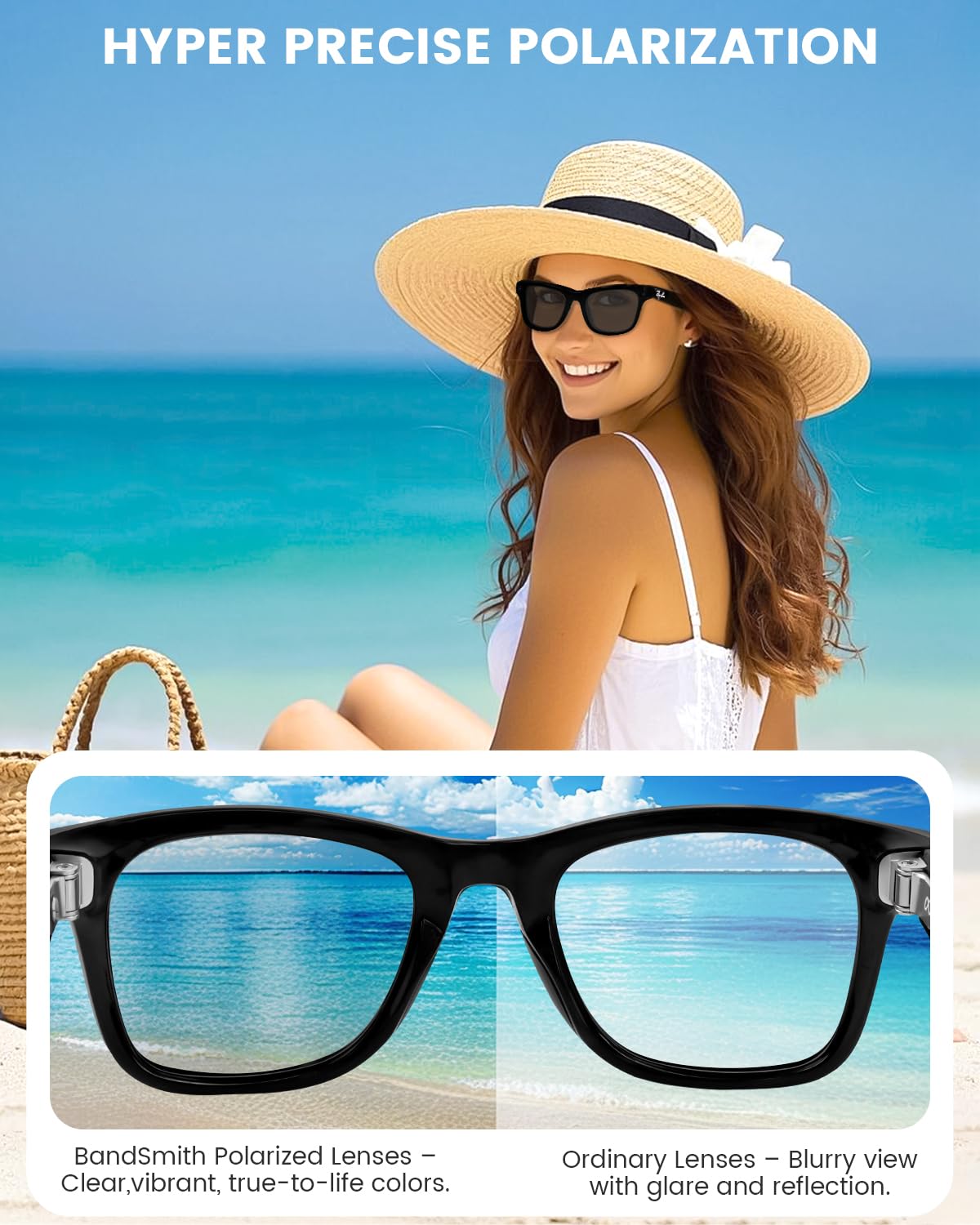 Lentes polarizadas de repuesto para Ray-Ban Meta Wayfarer RW4006 y Gen 2 RW4012 Regular (50-22)
