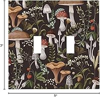 Vista 7 de Funky Retro Vintage 70s 60s Boho Hippie Hongo Botánico Floral 2 Gang Interruptor de luz de palanca doble Placa de pared Cubierta de toma