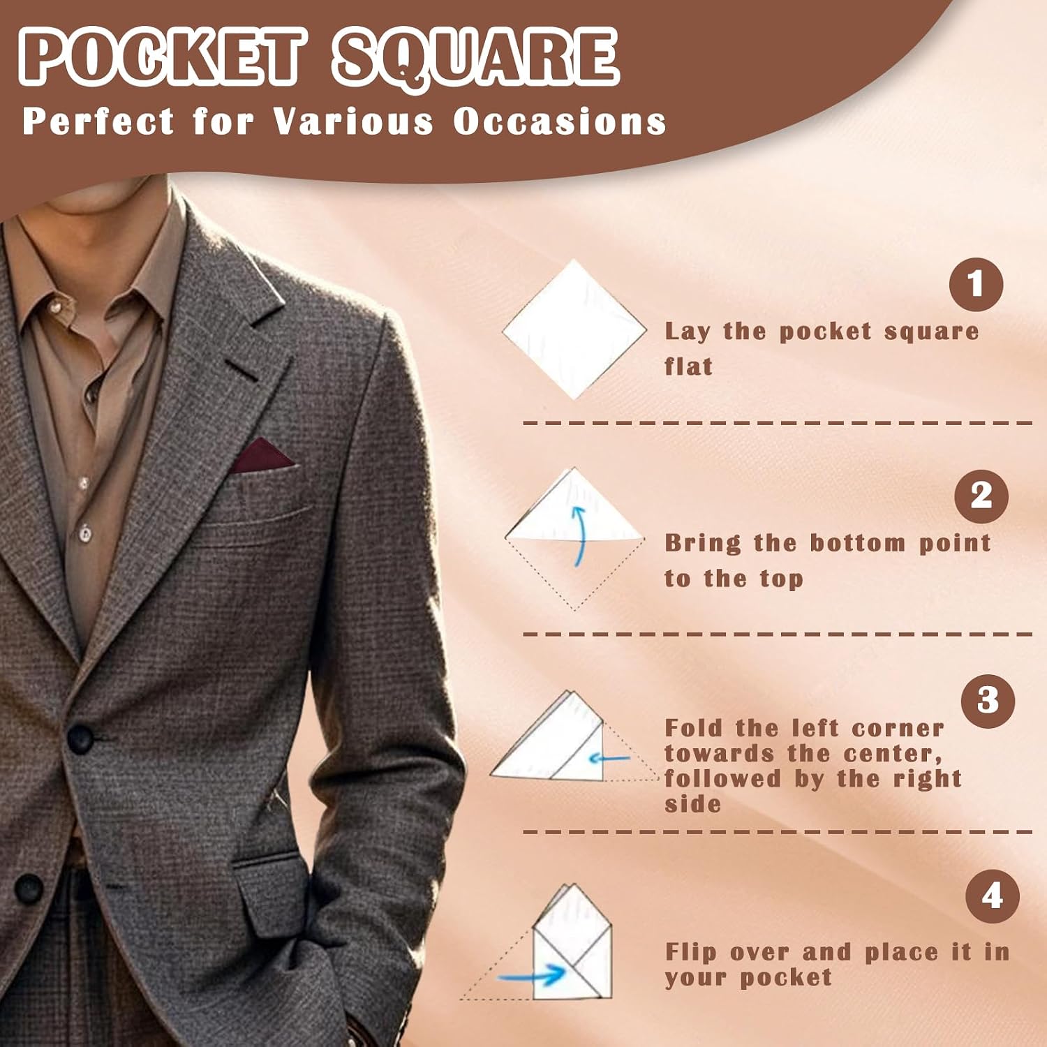 Velvet Handkerchiefs for Men, Solid Color 9.6" Pocket Square Mens for Business Uniform Party School Prom (Red)