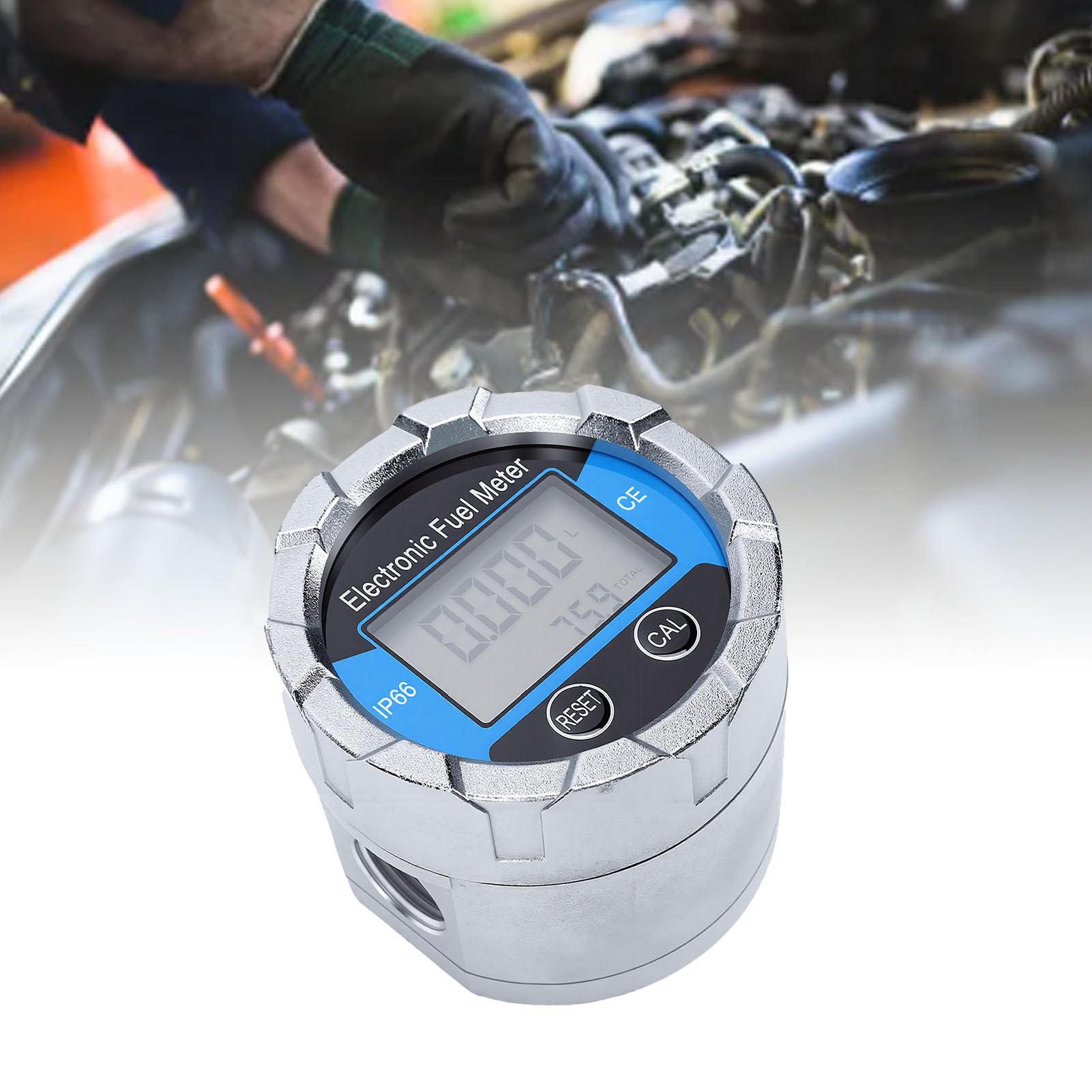 Medidor de Flujo de Carburante Electrónico Medidor de Flujo de Engranajes Digitales de Aluminio Fundido | Precisión de ±0,5% 0,05 a 5,3 GPM Pantalla LCD G1 2 para transferencia de líquidos de alta viscosidad de aceite de motor