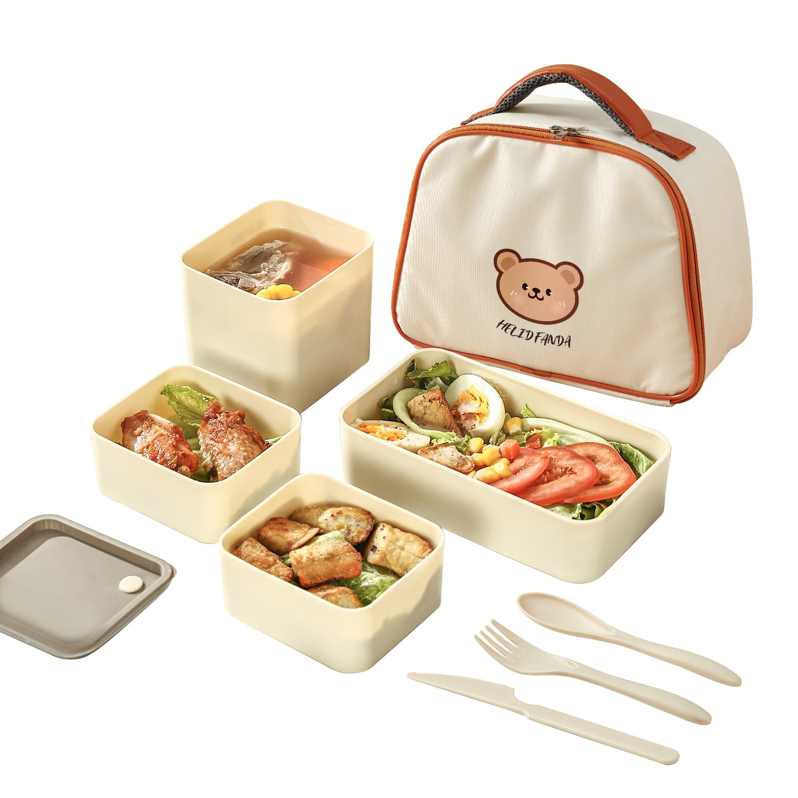 YBOBK HOMEBento Box Adult Lunch Box Stackable Bento Lunch Boxes Portable Japanese Food Containers Leak-Proof Lunchbox with Bag Microwave Dishwasher Safe