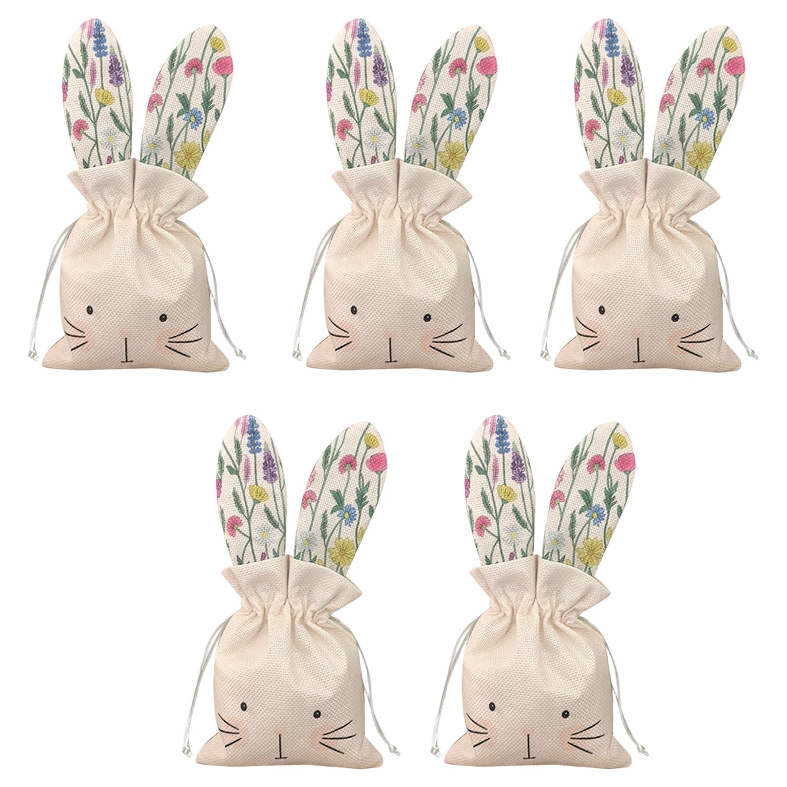 OSNIYAW Of 2 Handcrafted Easter Flower Pouches with Rabbits Ears Drawstring Bags Decoration for Seasonal Celebration Easter Flower Pouches