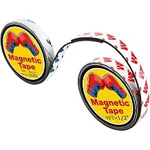 A+B Paired Magnetic Tape Strips with Strong Adhesive 9ft x 0.5in - 2 Rolls Flexible Magnet Strips for DIY Crafts, Refrigerator Organization, Whiteboard & Home Office Use