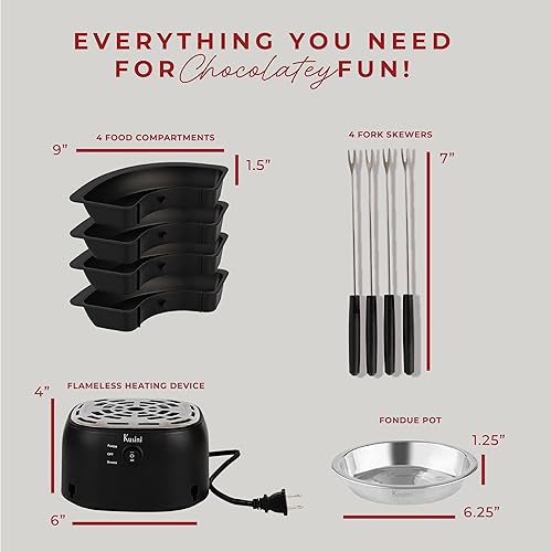 Miniatura 3 de Kusini 2 in 1 Electric Fondue Set & Smores Maker Tabletop Indoor Kit with Removable Trays & 4 Skewers  Smores Station Chocolate Melting Pot - Unique