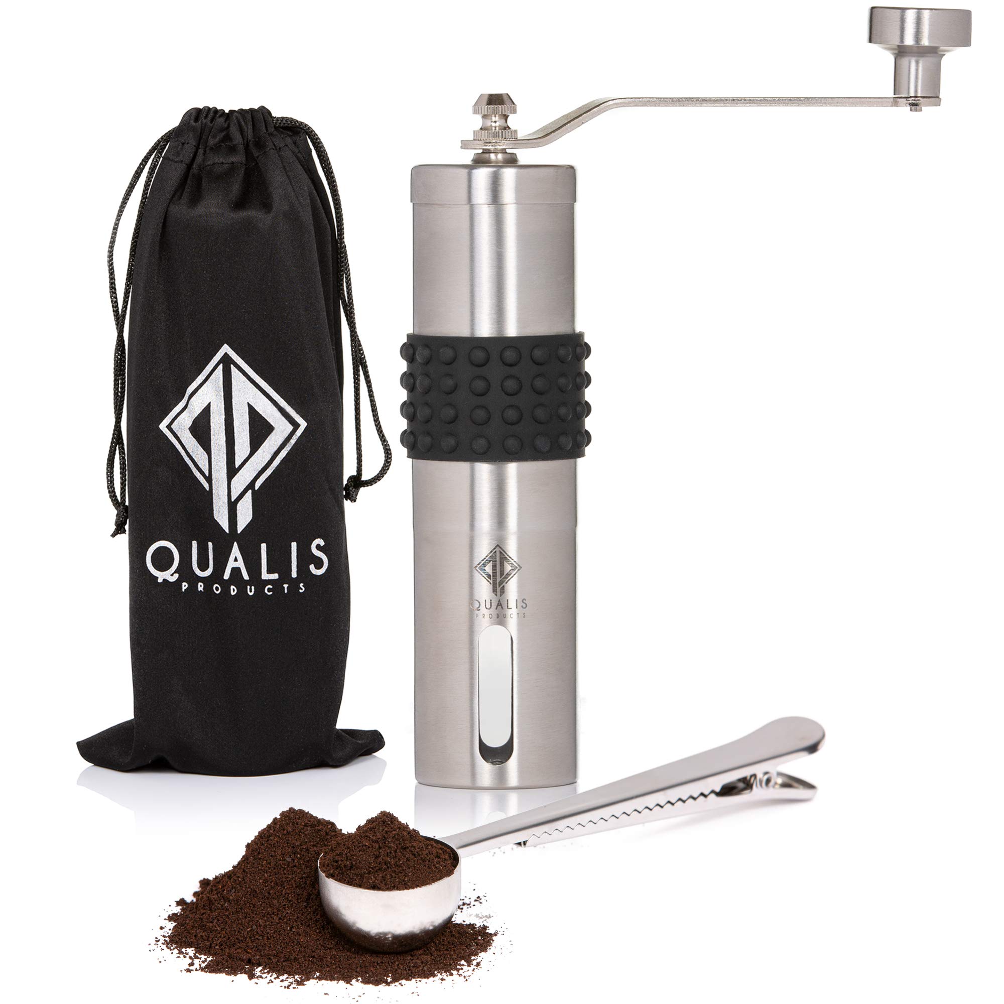 Qualis Manual Coffee Grinder - Hand Coffee Grinder - Coffee Bean Grinder - Adjustable for Whole Bean Precision Brewing