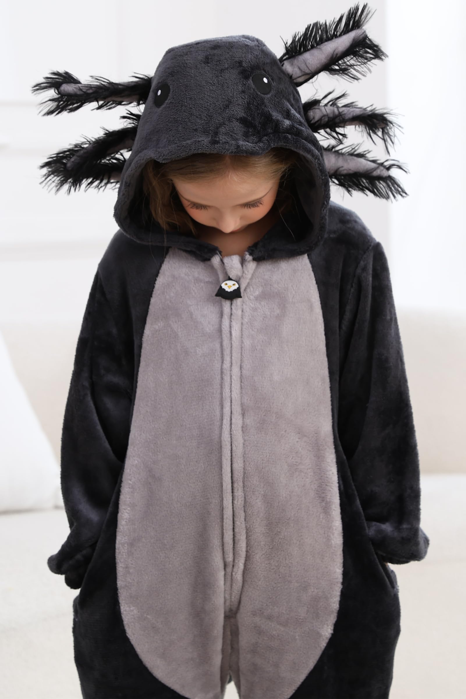 DarkCom Pijama de Cosplay de Animal,Axolote Melanoid Combinación para Padres e Hijos, Pijama Suave y Cómodo, Halloween y Navidad en Familia S