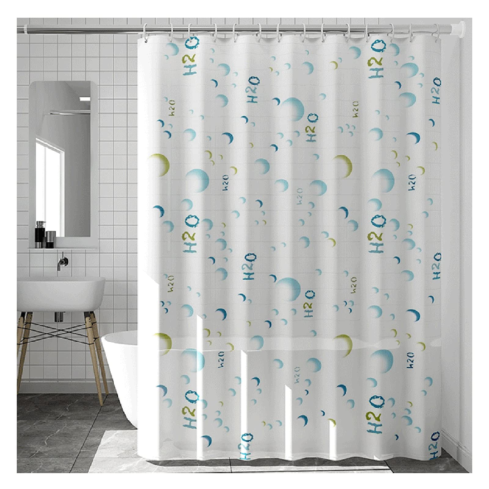 Rideau de douche élégant et épais anti-buée de qualité hôtelière supérieure 300x200cm