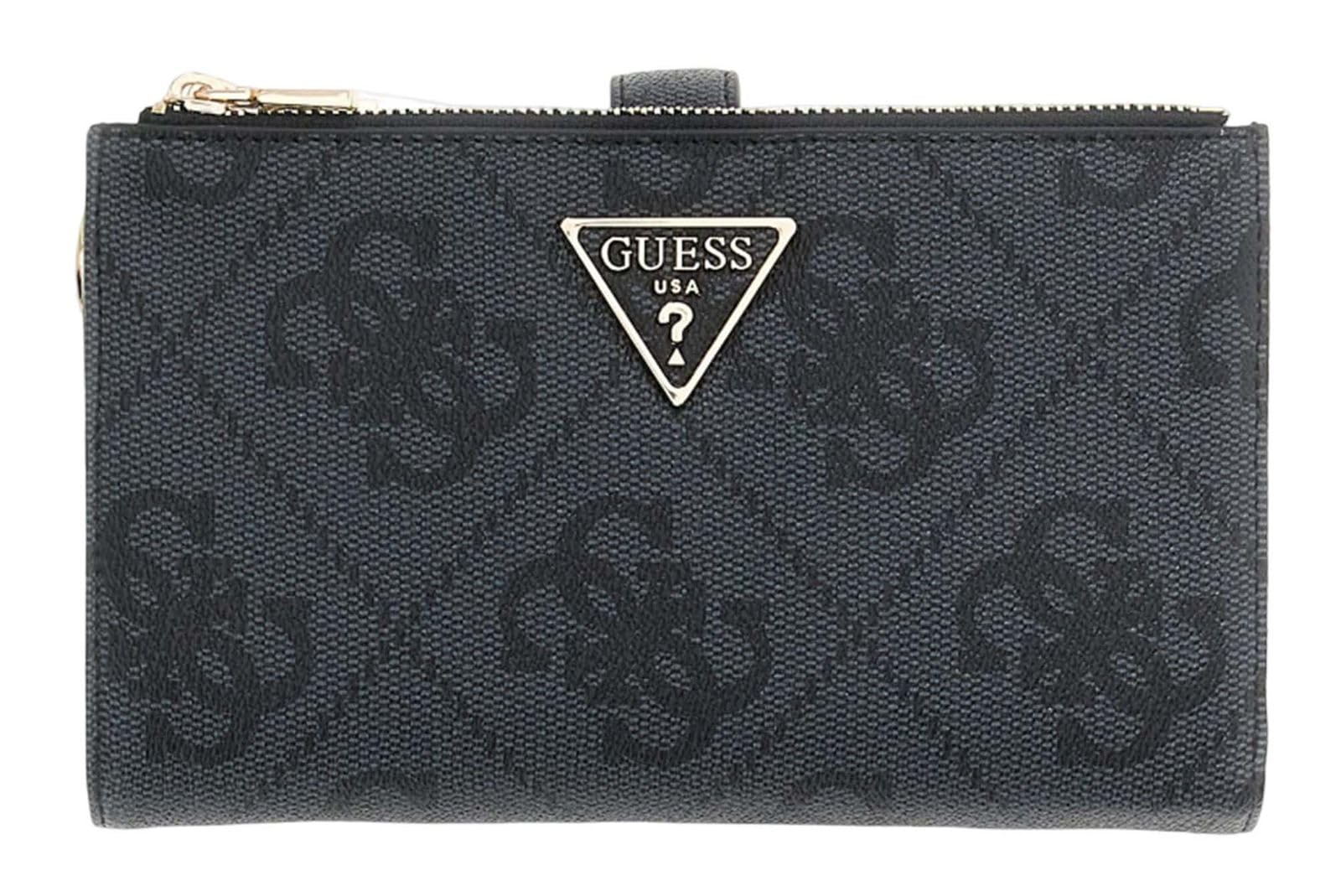 GUESS portafoglio Laurel II SLG Double Zip Organizer Coal Logo grigio scuro