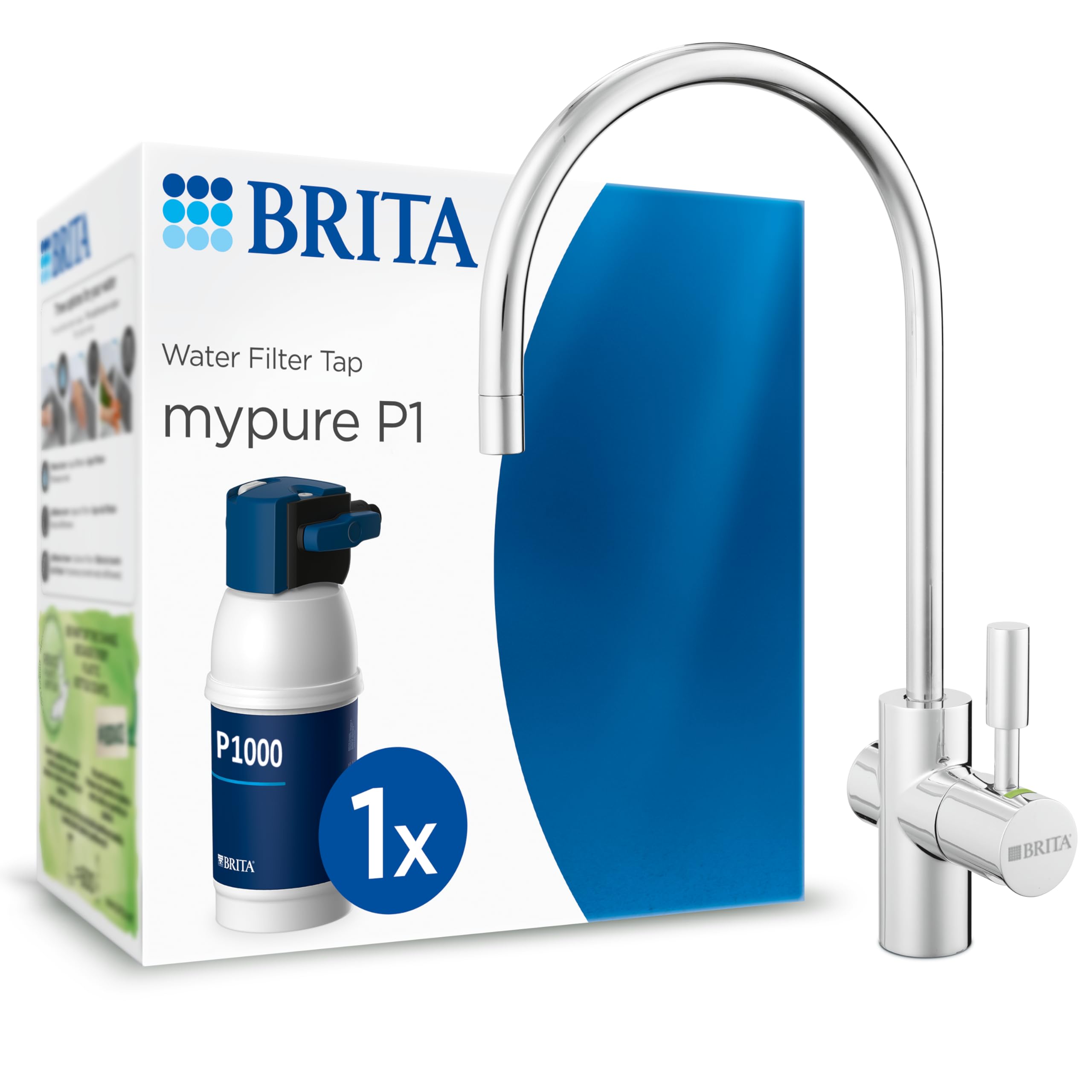 BRITA Sistema de filtración de agua mypure P1 Grifo con cartucho filtrante P1000: reduce la cal, los metales, el cloro y las impurezas para mejorar el sabor y calidad del agua