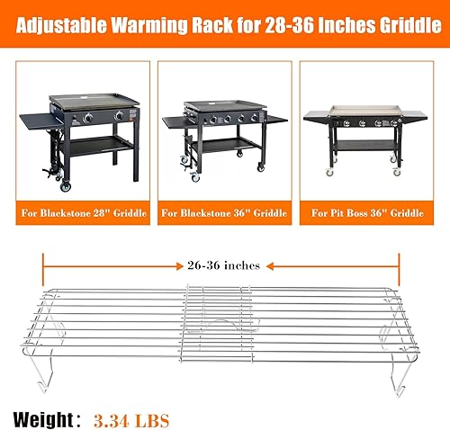 Miniatura 2 de Grisun Rejilla de calentamiento para parrillas Blackstone de 28 y 36 pulgadas, ajustable, accesorio de clip, accesorios de plancha Blackstone,