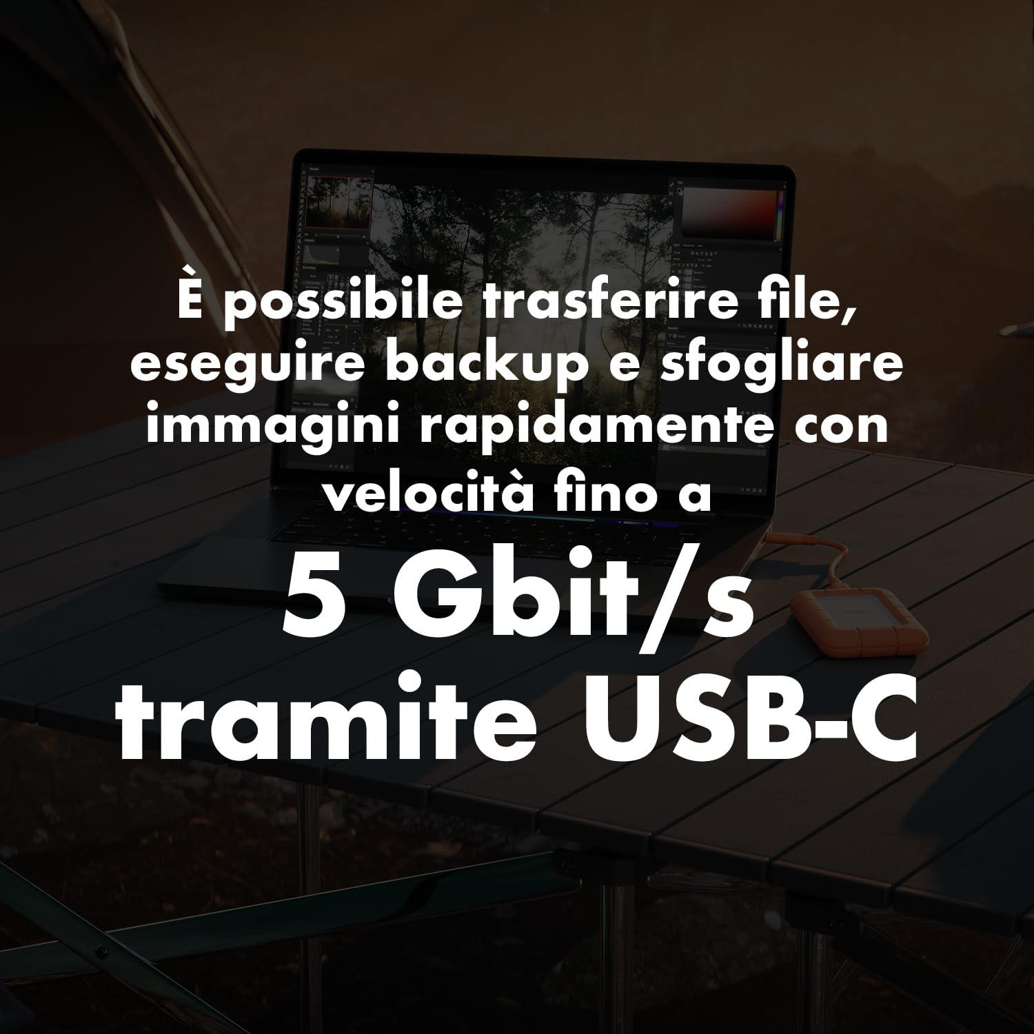 LaCie Rugged USB-C 1TB Hard Disk Esterno Portatile Resistente a Cadute PC Mac iPad iPhone Data Rescue