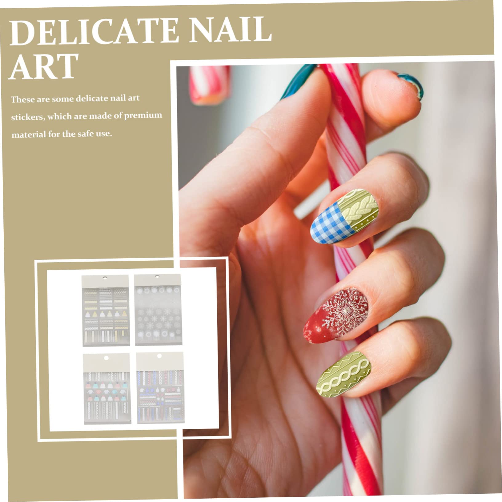 8 Set Adesivi per Unghie Natalizi con e Decorazioni Manicure Festive Design per Nail Art Diy Atmosfera Natalizia