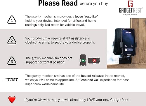 Miniatura 8 de 2 en 1: soporte para teléfono para monitor/portátil y clip de gancho para auriculares - Montaje lateral por gravedad por GadgetRest