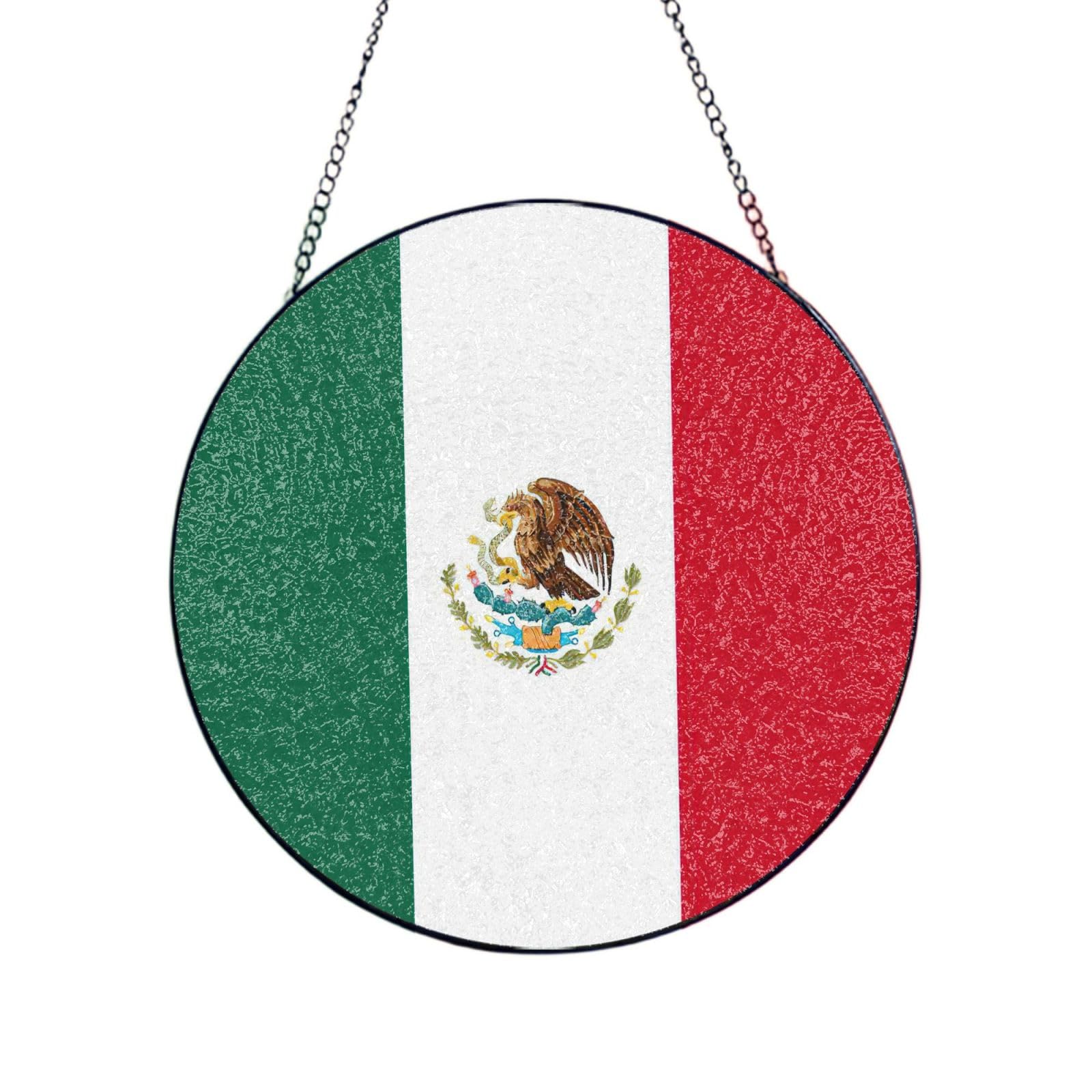 Flag Of Mexico Print Glass Sun Catcher For Windows Hanging Garden Ornament Womens Gift
