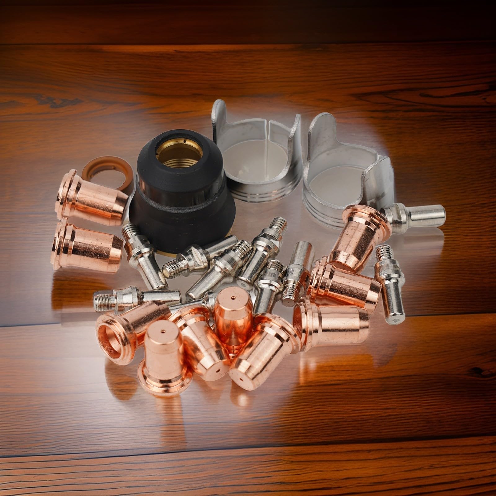 Plasma Verbrauchsmaterial Kit PT60 IPT60 JASIC 24-tlg | Elektroden, Düsen, Shield Cup, Stand-Off Guide, Swirl Ring, für PT60 Brenner