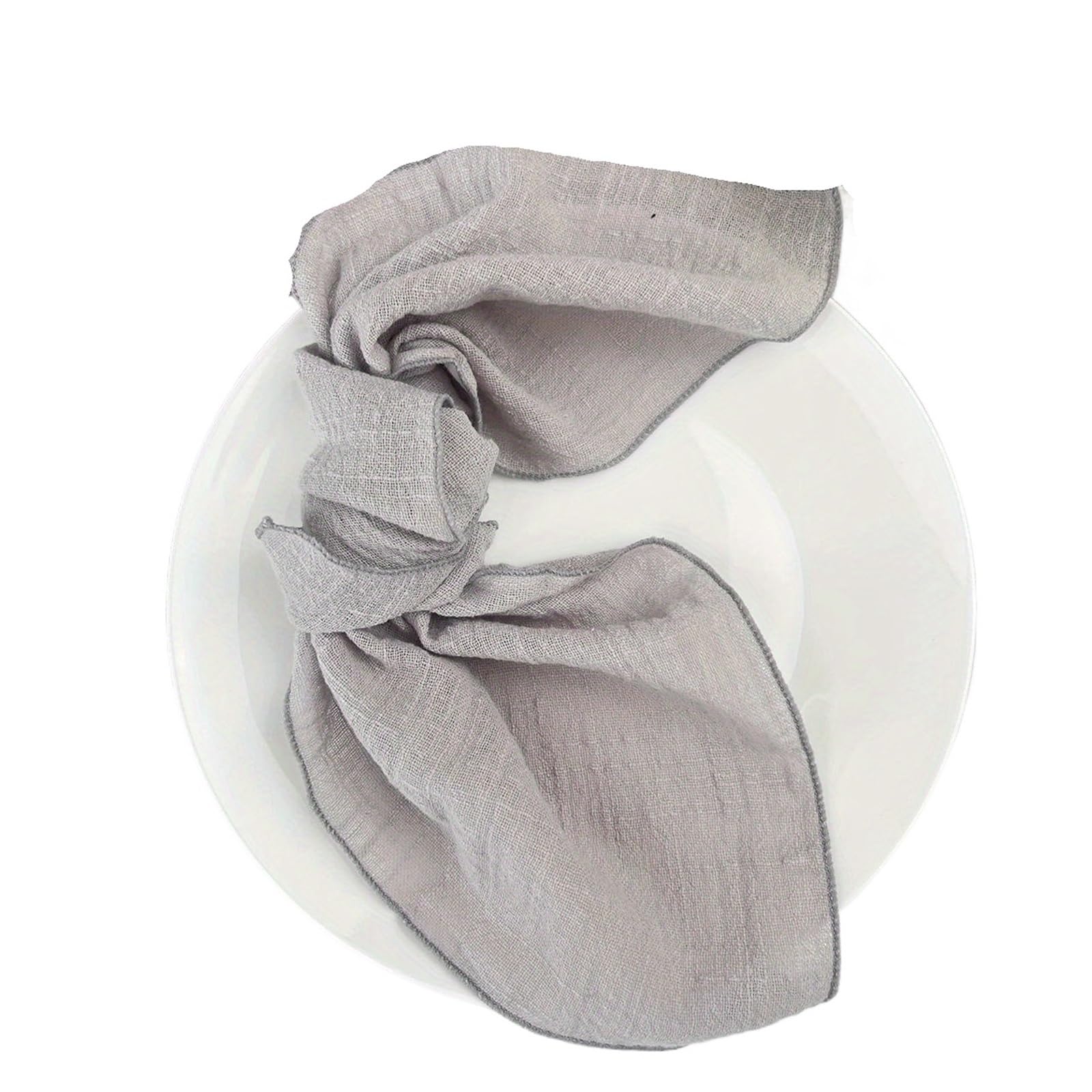 Tovaglioli Stoffa 50 tovaglioli in cotone retrò color avorio, 30x30 cm, con bordo cucito, for feste di nozze, da tavola natalizi(50pcs Grey)