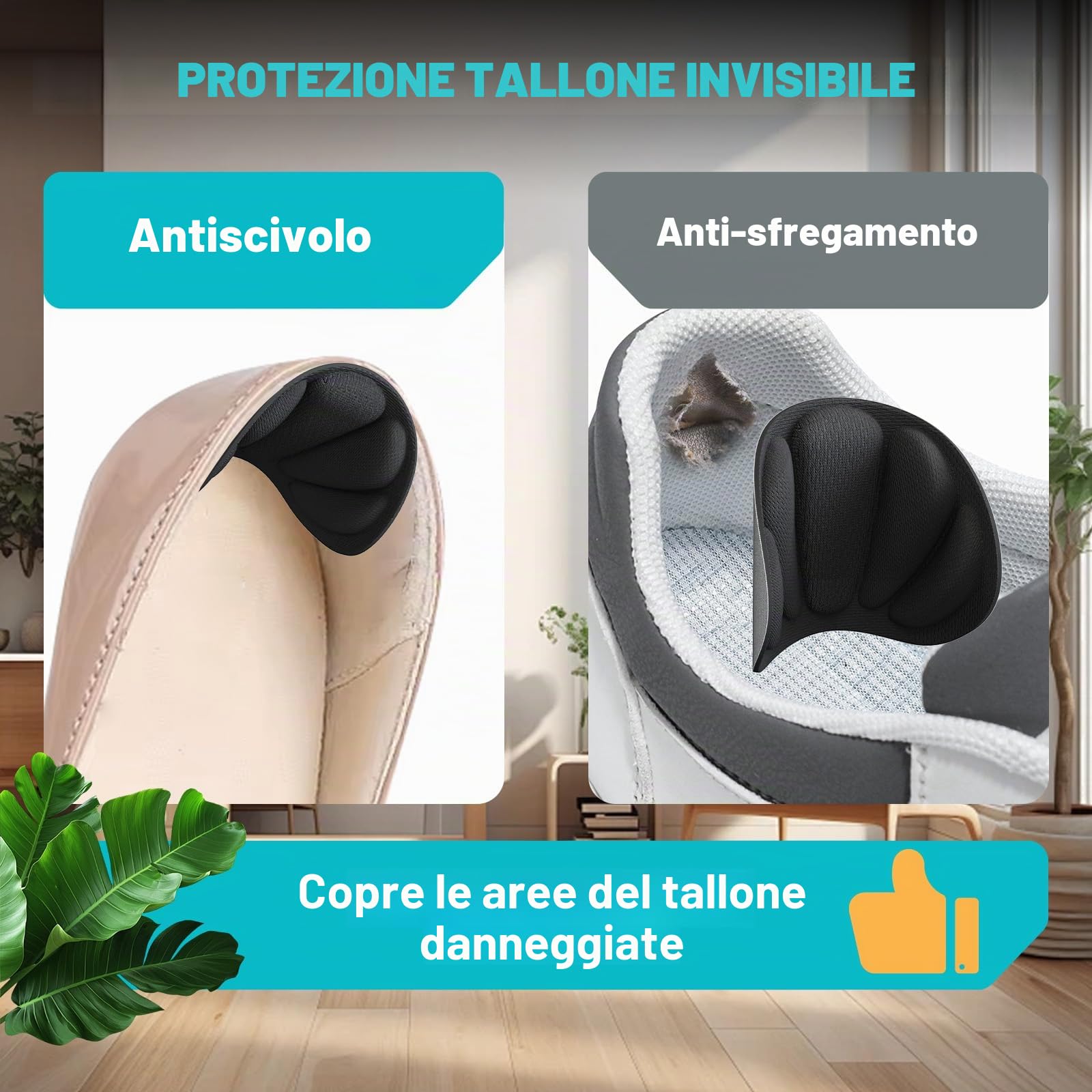 SURFOU Cuscinetti per Tallone, Protezione per Scarpe Troppo Grandi, Schiuma Viscoelastica Cuscini, Antiscivolo e Contro le Vesciche, Inserto Comodo per Uomo e Donna, 6 Paia