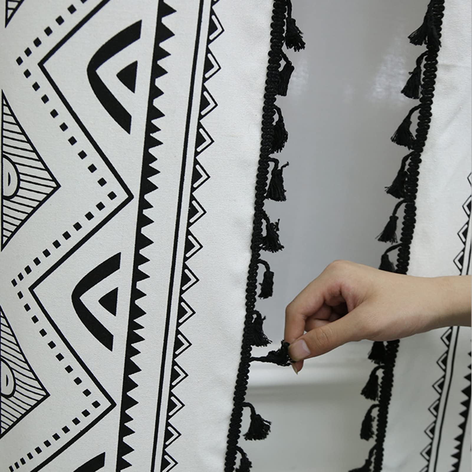 Cortinas De Lino Con Borlas Bohemias Para Ventana, Semiopacas, Panel