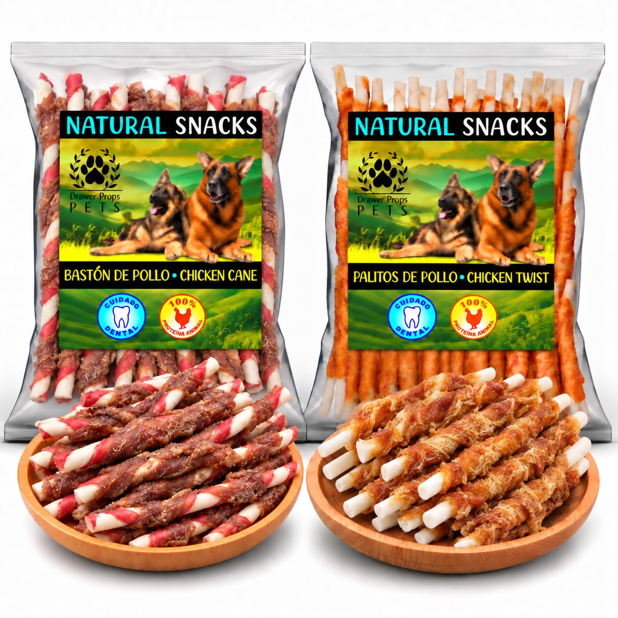 Pack Bastoncini Bicolori Manzo con Pollo e Manzo con Pollo per Cani, 1 kg