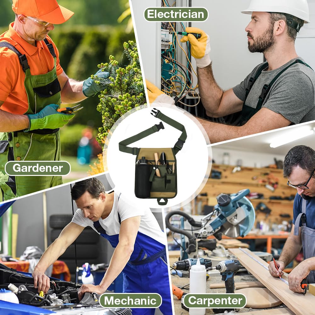 Marsupio per Utensili Giardino, Unisex Maneggevole Giardino Giardinaggio Fioraio Vita Cintura Degli Attrezzi Borsa Titolare, Design Multitasche, Adatto a Giardinieri, Carpentieri e Operai