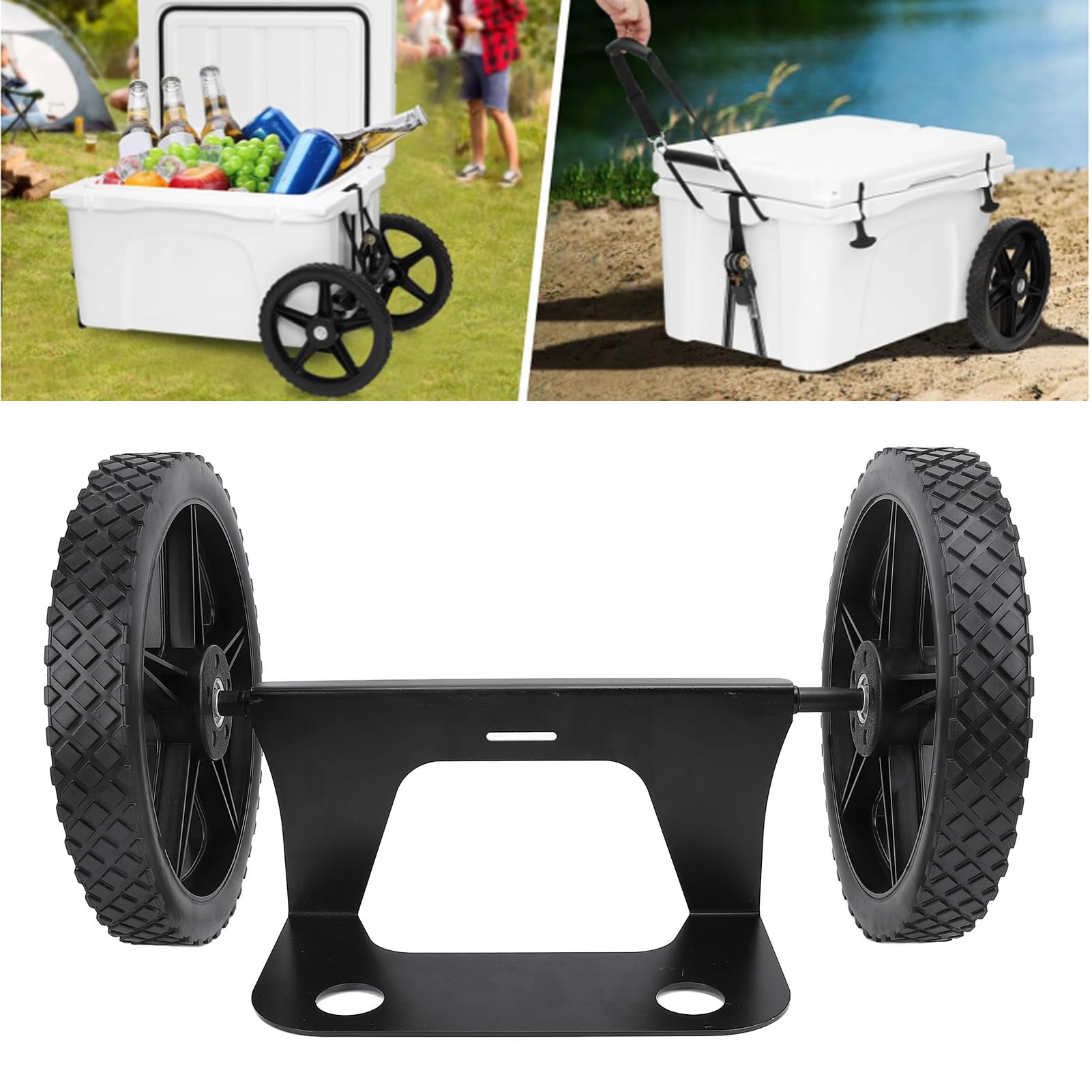 Kit de Carrito Enfriador con Ruedas de 12 Pulgadas, Kit de Eje de neumático con Rueda enfriadora con Marco de Acero, Carrito Exterior de Alta Capacidad de Carga para Acampar,
