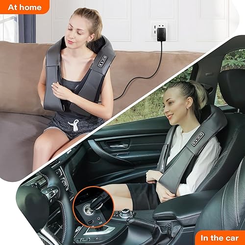 Miniatura 6 de Shiatsu Masajeador eléctrico con calor, almohada de amasamiento 3D para cuello, espalda, hombros, alivio del dolor muscular, oficina, hogar, uso en