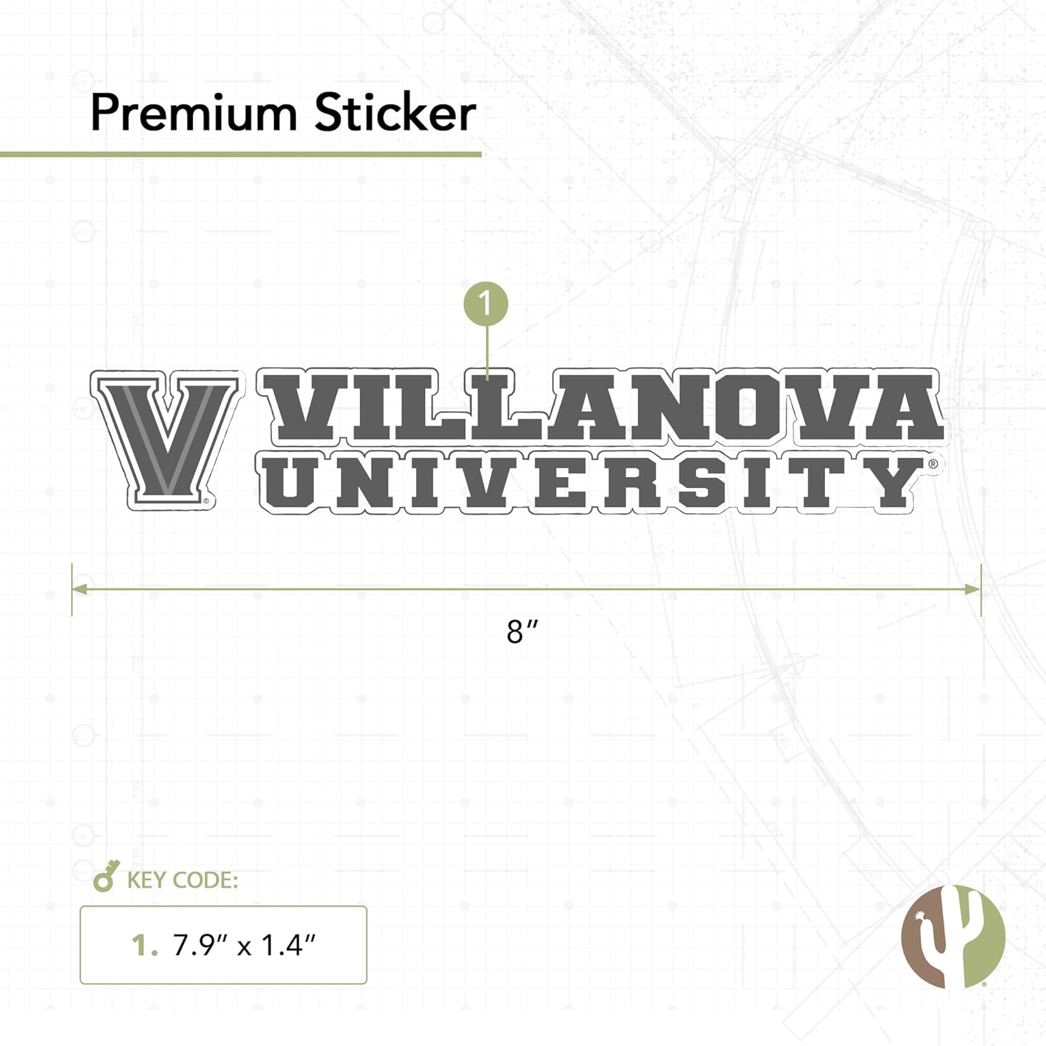 Desert Cactus Villanova University Sticker Wildcats Name Logo Vinyl Decal Laptop Water Bottle Car Scrapbook (8 Inch Sticker) - Image 2
