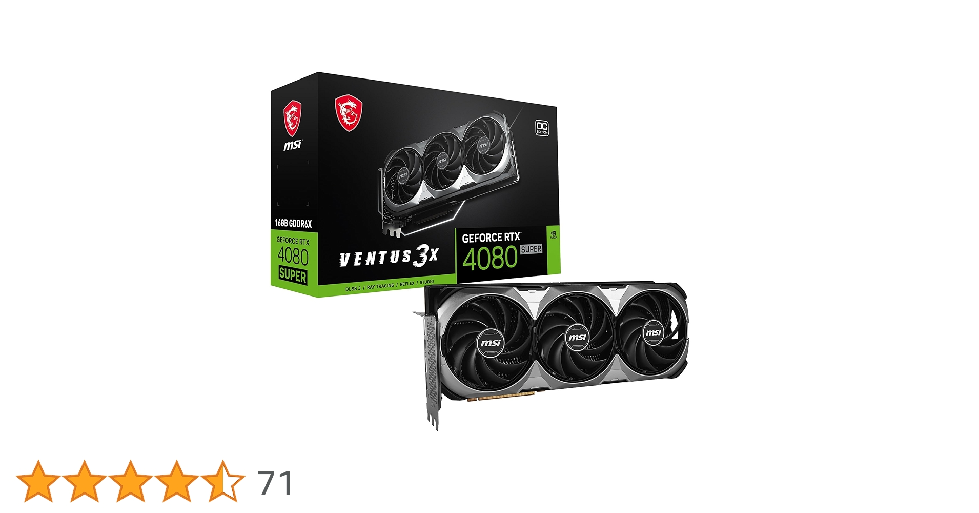 グラフィックボード・グラボ・ビデオカード MSI GeForce RTX 4080 SUPER 16G VENTUS 3X Amazon | MSI GeForce RTX 4080 SUPER 16G VENTUS 3X OC/A PCIe4.0 約3