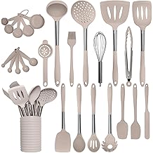 Home Hero Silicone Kitchen Utensils Set - Heat Resistant Non-Scratch Cooking Utensils - Ergonomic Silicone Spatula Set - Dishwasher Safe Kitchen Tools - 26 Piece, Stone