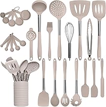 Home Hero Silicone Kitchen Utensils Set, Dishwasher Safe Stainless Steel, Utensils For Cooking, Spatula Set Silicone Heat Resistant (26 Pcs - Stone)