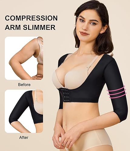 Miniatura 3 de BRABIC Mangas de compresión para la parte superior del brazo, moldeador postquirúrgico, más delgado, corrector de postura, fajas para mujer