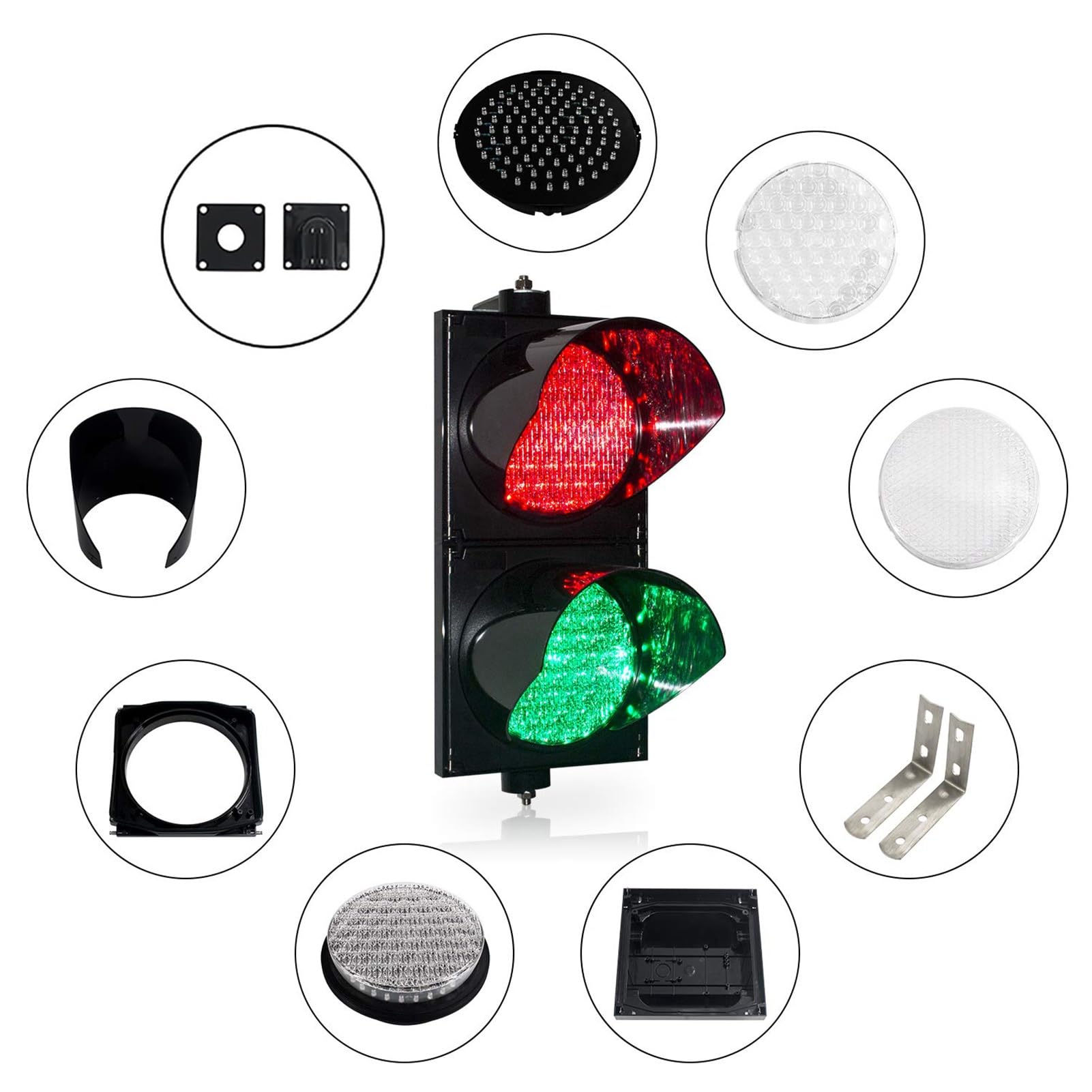 YVYKFZD Feu de Circulation industriel, Feu de Signalisation à LED de 200 mm (8 pouces), Feu Stop and Go rouge/vert, Feux de Circulation pour boîtier PC, voyant d'avertissement de baie de quai(Individu