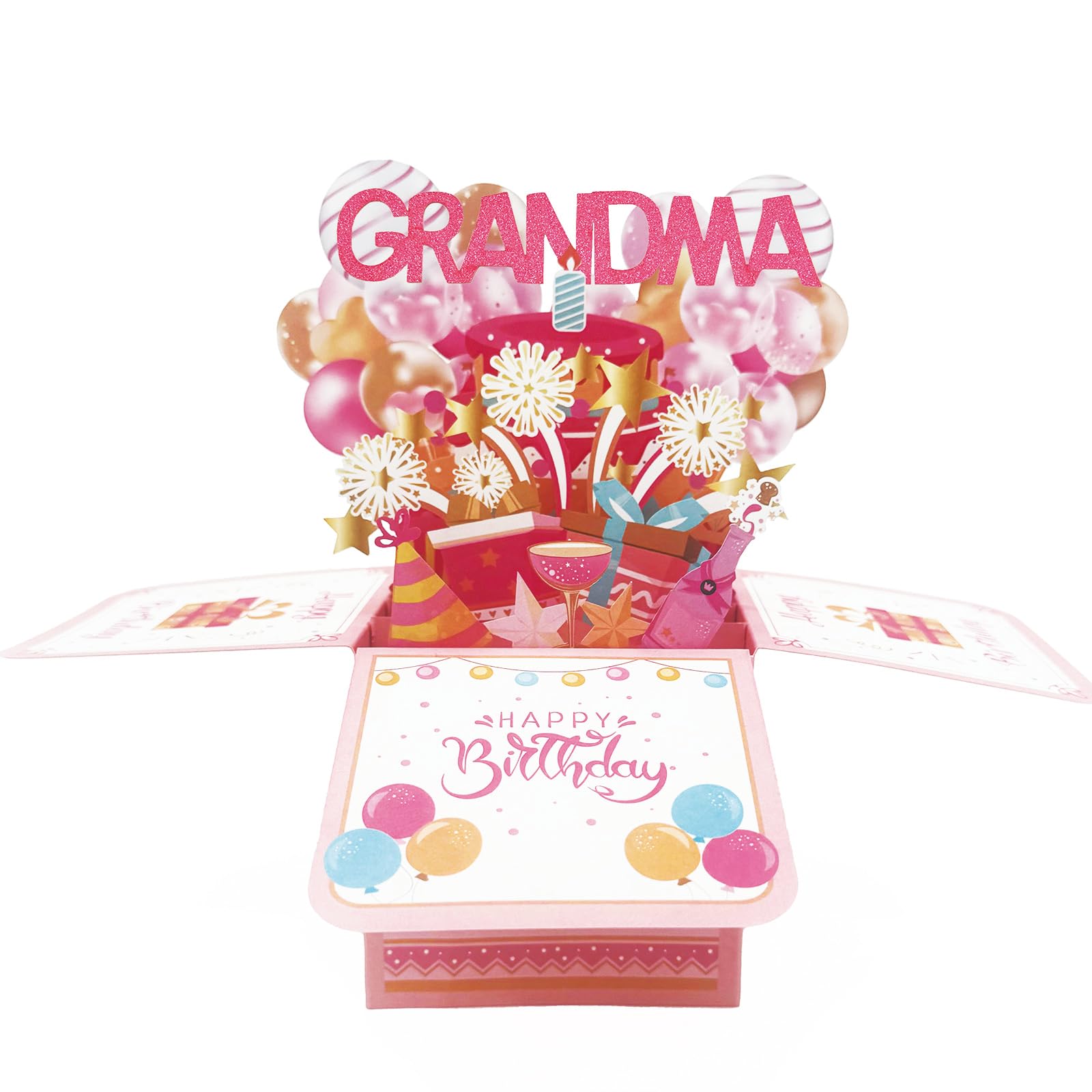 Asmallgf Great Grandma Birthday Gifts, Personalized Birthday Popup Card for Granny Nana, Best Nana Gifts from Granddaughter Grandson
