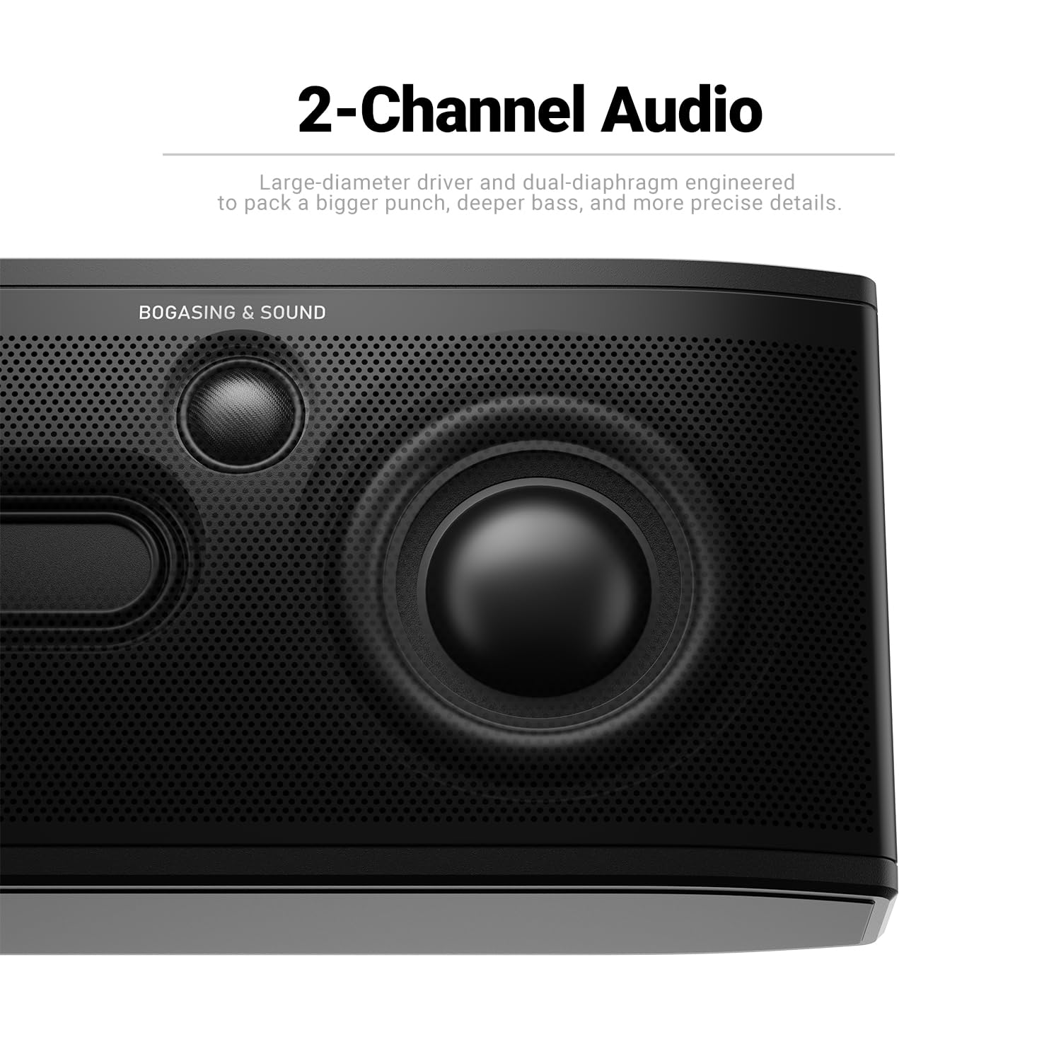 BOGASING Era S9 Pro Bluetooth Lautsprecher, 2-Kanal Musikbox mit Stereo-Sound, Dual passiven Radiatoren, 48h Wiedergabe, EQ, TF Karte, AUX, kabelloser Bluetooth Box für drinnen und Büro (Silber)
