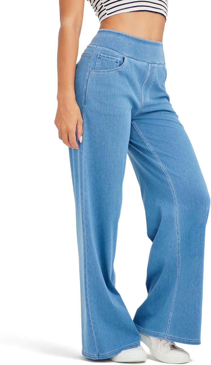 Denim Wide Leg Pants for Women,High Waisted and Slimming,Straight Tube,Loose fit,Hi...