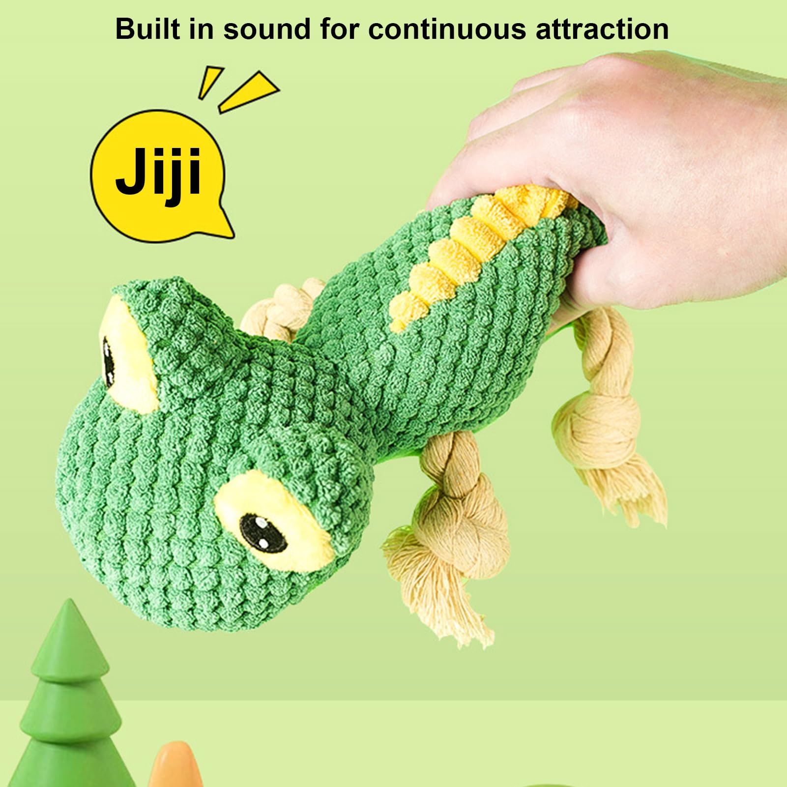 Juguetes de cuerda de felpa para perros, juguetes interactivos para perros lagarto de peluche, ecológico, antimordeduras, juguete suave y chirriante para perros pequeños y medianos Bellv