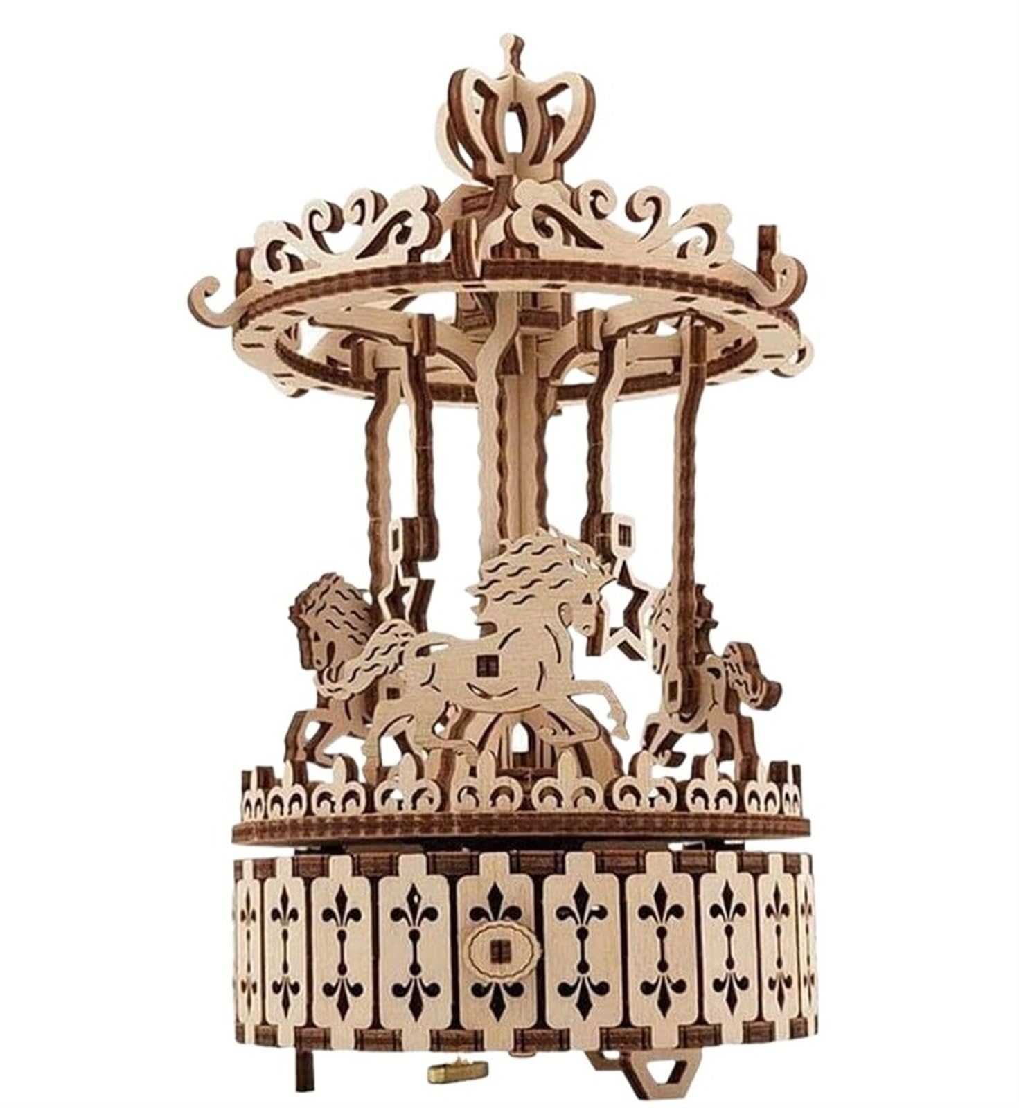 Carillon Musicale Carillon per Puzzle in Legno, Kit di Costruzione Modelli Fai-da-Te Meccanico A Giostra Ornamento da Tavolo