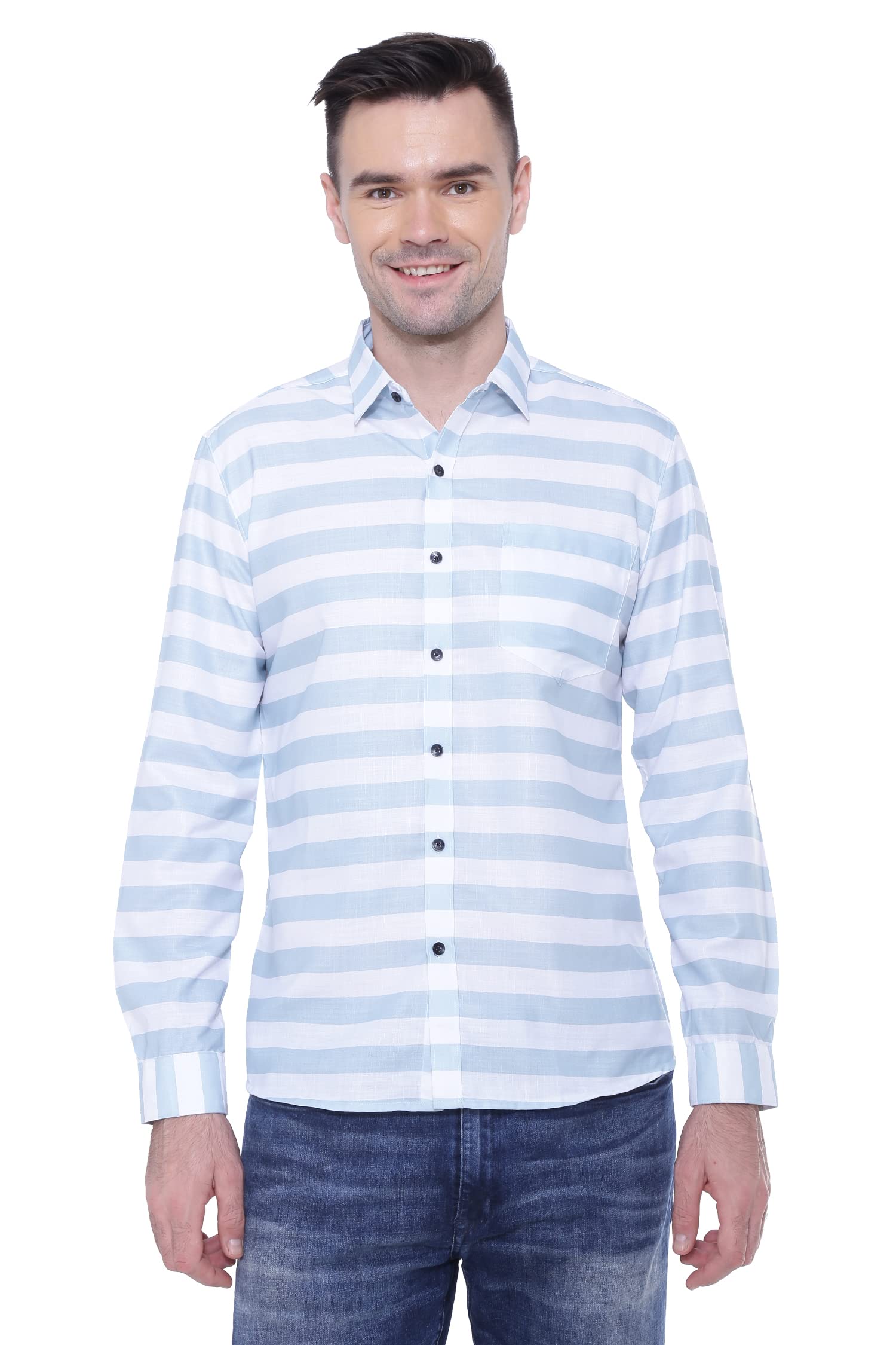 Posh and PlushPosh & Plush Regular Fit Strips Full Sleeves Office Wear Shirt for Mens (SH10009)