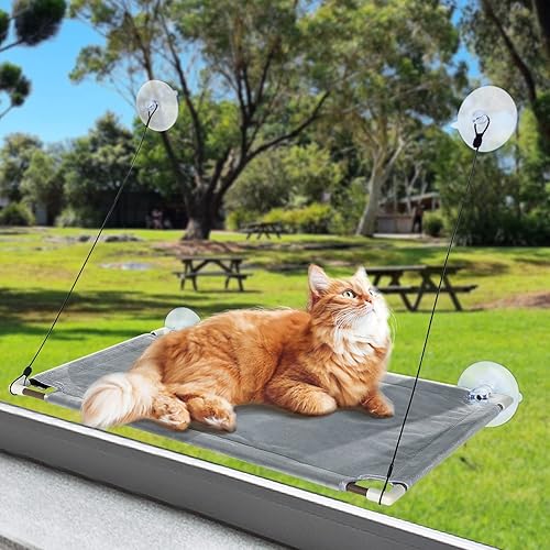 Hamaca grande para ventana de gato para gatos de interior 244 x 13 pulgadas con ventosa fuerte resistente repisa para tomar el sol en el interior