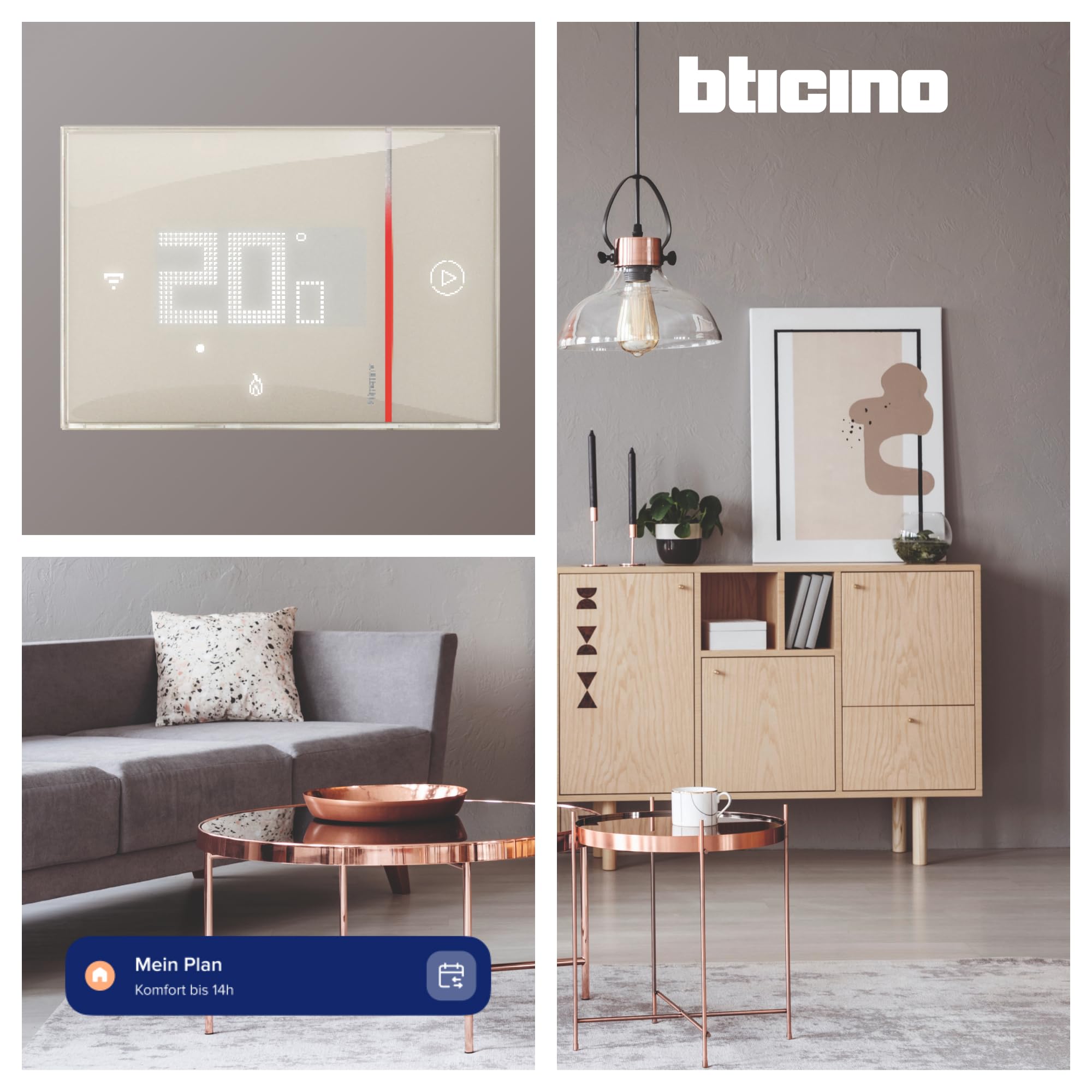 Bticino Termostato WiFi intelligente Smarther2 with Netatmo XM8002, Incasso, Sabbia - versione professionale