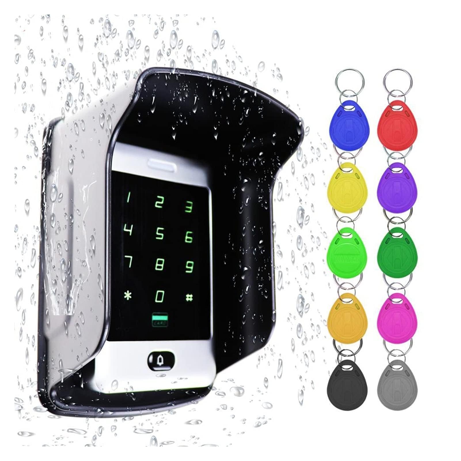 Biometric Employee Attendance Machine Access Control Waterproof Standalone Touch Keypad Door Lock Access Control System Metal Case Shell Rainproof for Small Businesses and Offices(125khz BC30 10 Keys)
