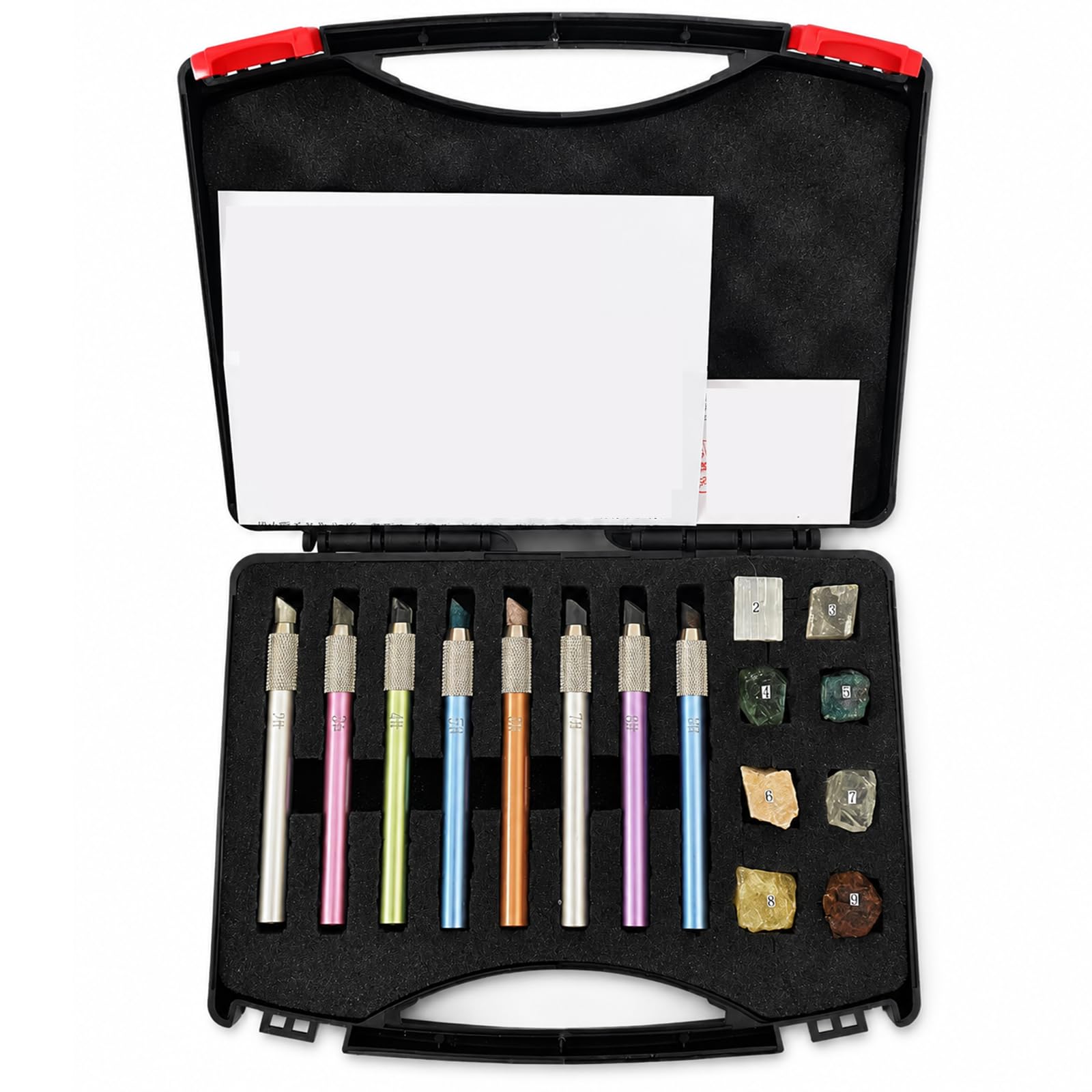 RKXKJ Mohs Hardness Test Kit, Tester Hardness Test Pen, 2-9 Scratch, For Industrial Mineral Identification And Testing Mineral Jewellery Jade Glass